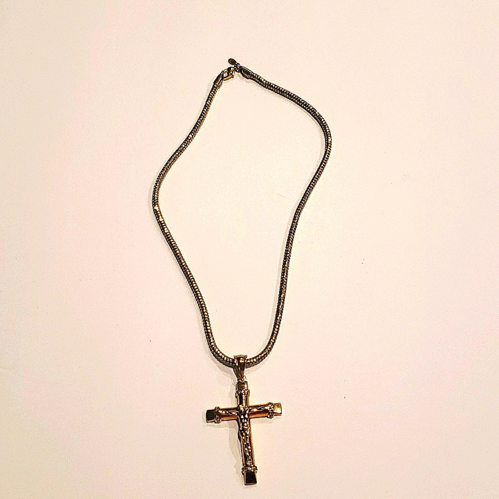 Gold cross and necklace